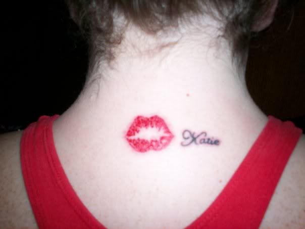 lipstick tattoo on neck