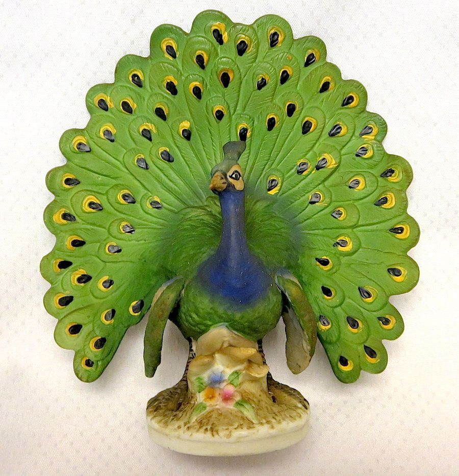 VINTAGE LEFTON CHINA Porcelain HAND PAINTED PEACOCK FIGURINE KW2336