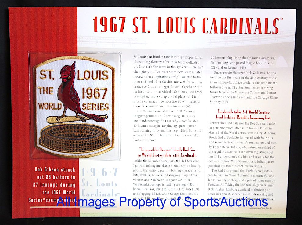 ST LOUIS CARDINALS 1967 WORLD SERIES PATCH Willabee Ward CHAMPIONSHIP COLLECTION | eBay