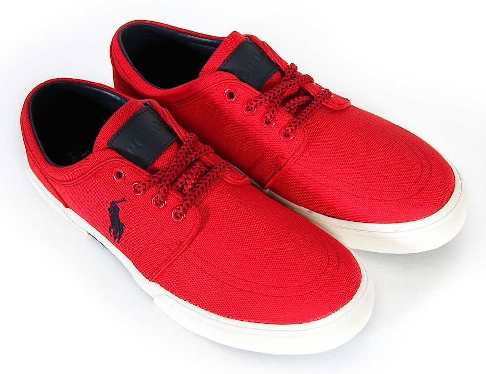 POLO by RALPH LAUREN ~ Red Canvas FAXON Casual Sneakers BOAT / DECK ...