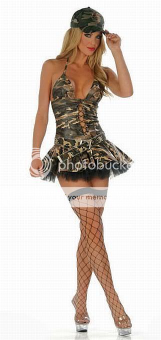 Sexy Camouflage Army Lace Up Dress/Belt/Cup/Stocking  