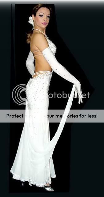 Professional White Tailored Smooth Ballroom Dance Dress  